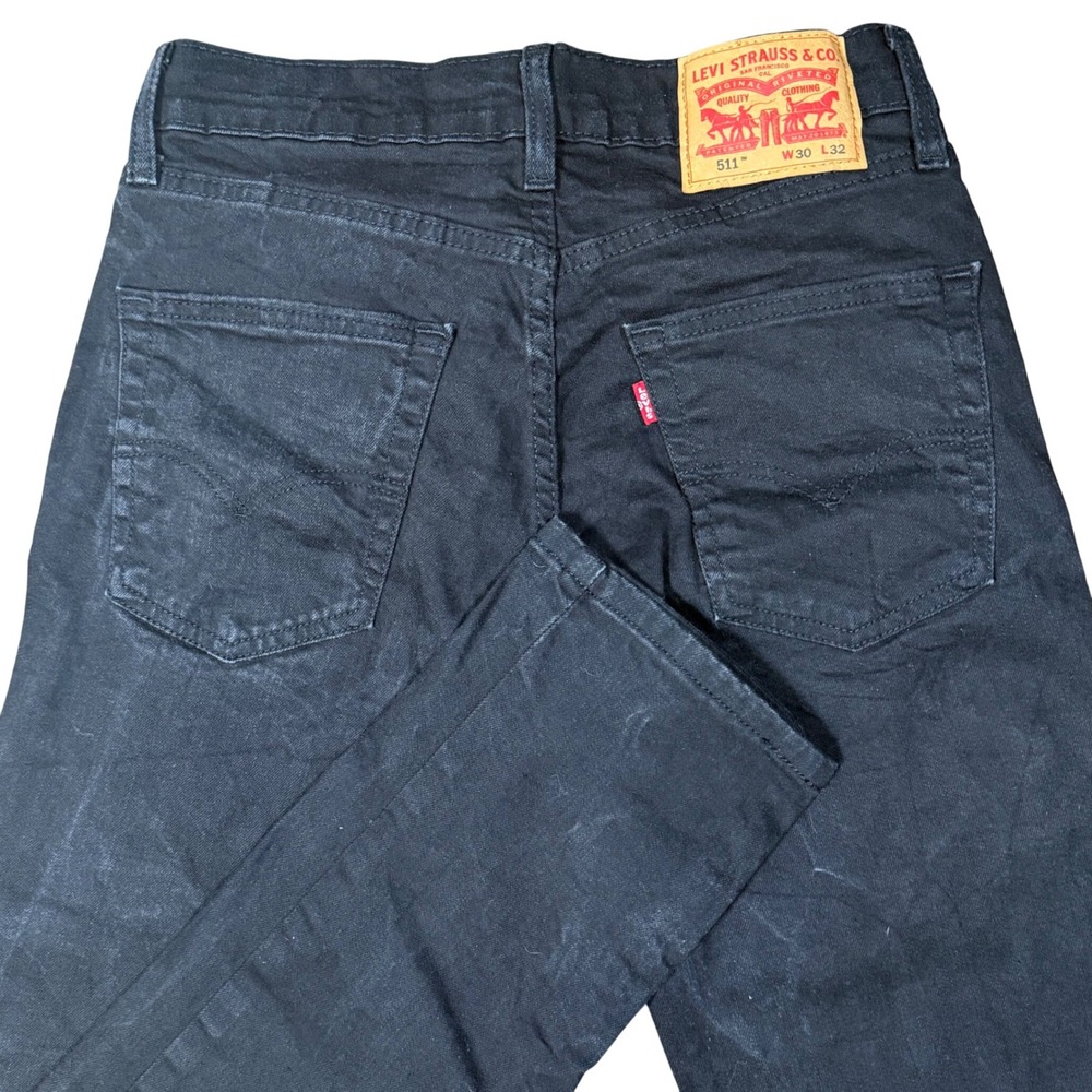 Levis 511 Slim Fit Black Denim Jeans Modern‎ Style Mens W30 L32 - Picture 4 of 9